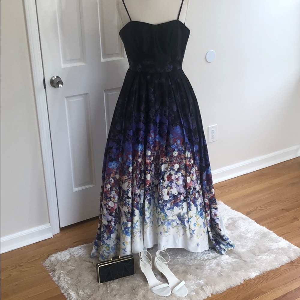 Colorful Floral Betsy & Adam Ballgown/A-Line Dress